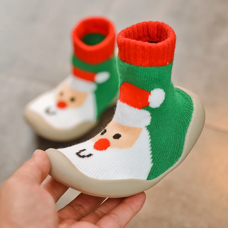 Santa Claus Детские Рождественские туфли, носки, кроссовки, новые зимние плетеные туфли для малышей, Санта Клаус, дерево, дорогой медведь, домашняя Уличная обувь для мальчиков и девочек - Цвет: Santa Claus