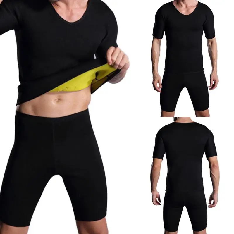 Men's Slimming Vest Short Sleeve Neoprene Sweat Shirt Sports Bodybuilding Trainning Waist Sweat Corset Running Shirt men running tops