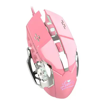 

Pink Gaming Wired Mouse Stylish 3200dpi 4 Level Adjustable Cool Backlight Mice for Office/Games Girl Gifts
