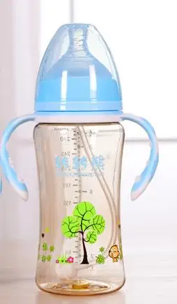 240ML blue 150 мл/240 мл/300 мл PPSU бутылочка для кормления с широким горлышком, безопасная бутылочка для молока с силиконовой ручкой для детей, новорожденных - Цвет: 240ML blue
