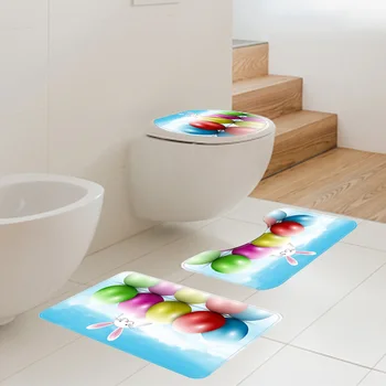 

3pcs/set Anti-Slip Shower Carpet Rabbit Bathroom Mat Flannel Toilet Floor Rugs Toilet Seat Mat Lid Bath Mat Bathroom Carpet