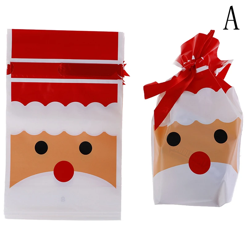 10 шт пластиковые рождественские чулки лося конфеты сладкие палочки Рождественский подарок для печенья - Цвет: A