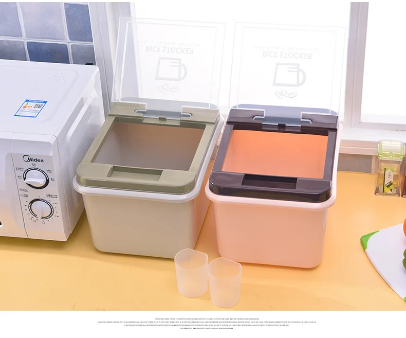 Manufacturers Direct Selling 10KG Household Flip Multi-functional Rice Bucket Kitchen Rice Storage Bin Cereal Container Plastic