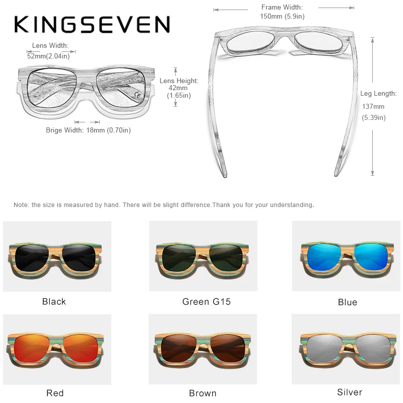 KINGSEVEN Ретро бамбуковые солнцезащитные очки для мужчин и женщин поляризационные зеркальные UV400 Солнцезащитные очки полная Рамка деревянные оттенки очки ручной работы