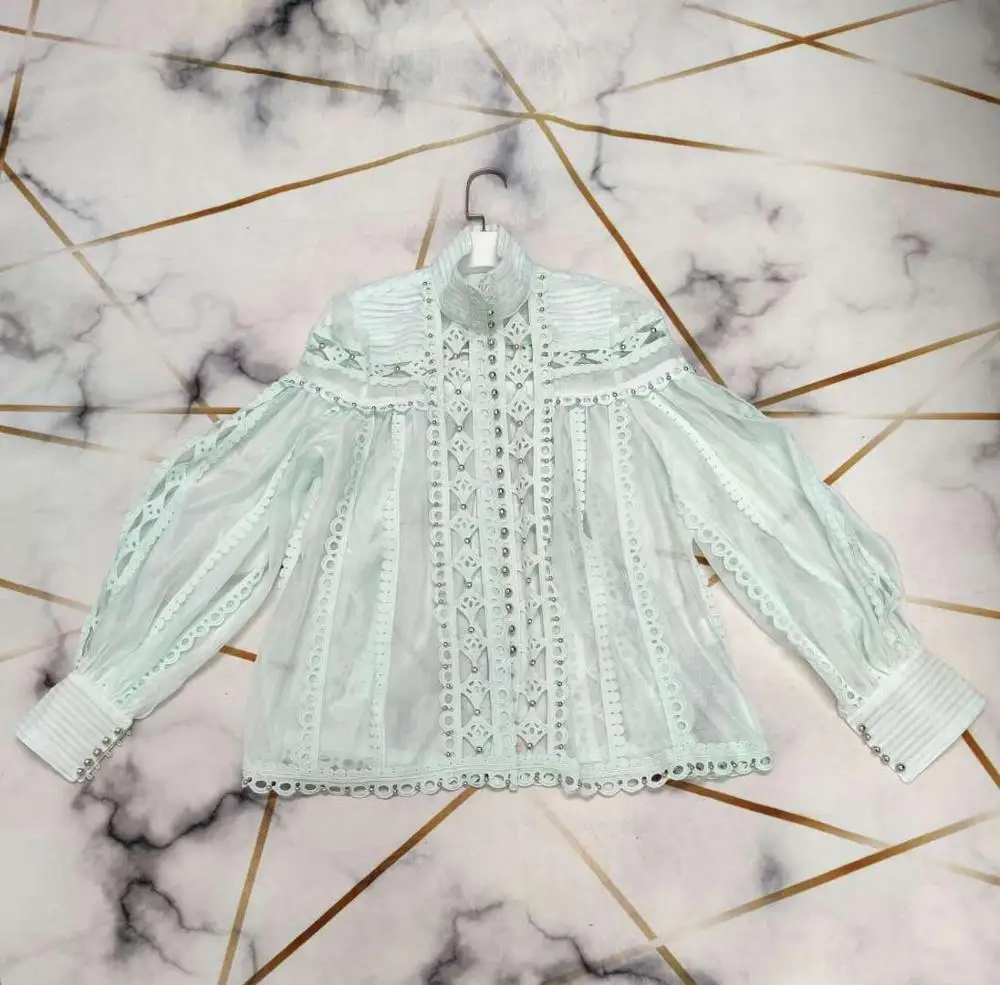 Tops only Распродажа ажурное кружевное платье с высоким воротником, Сетчатое платье-фонарь рубашка с рукавами Женский комплект 2 шт. платье Новое поступление лето знаменитости вечерние ev - Цвет: Tops only