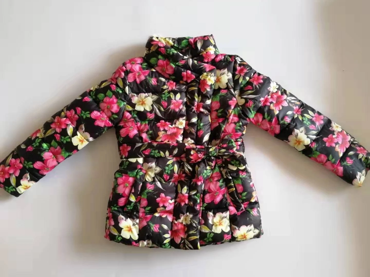 flower coat Зимнее пальто для девочек Новинка года; плотная теплая куртка модное длинное пальто для девочек детская одежда на хлопковом пуху зимние детские комбинезоны в Корейском стиле - Цвет: flower coat