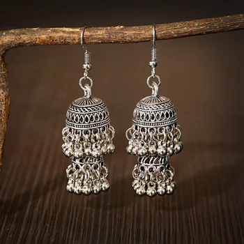 

Bohemia Indian Earring For Women Ethnic Silver Color Small Bells Tassel Earrings Turkish Tribal Gypsy Jewelry Jhumka