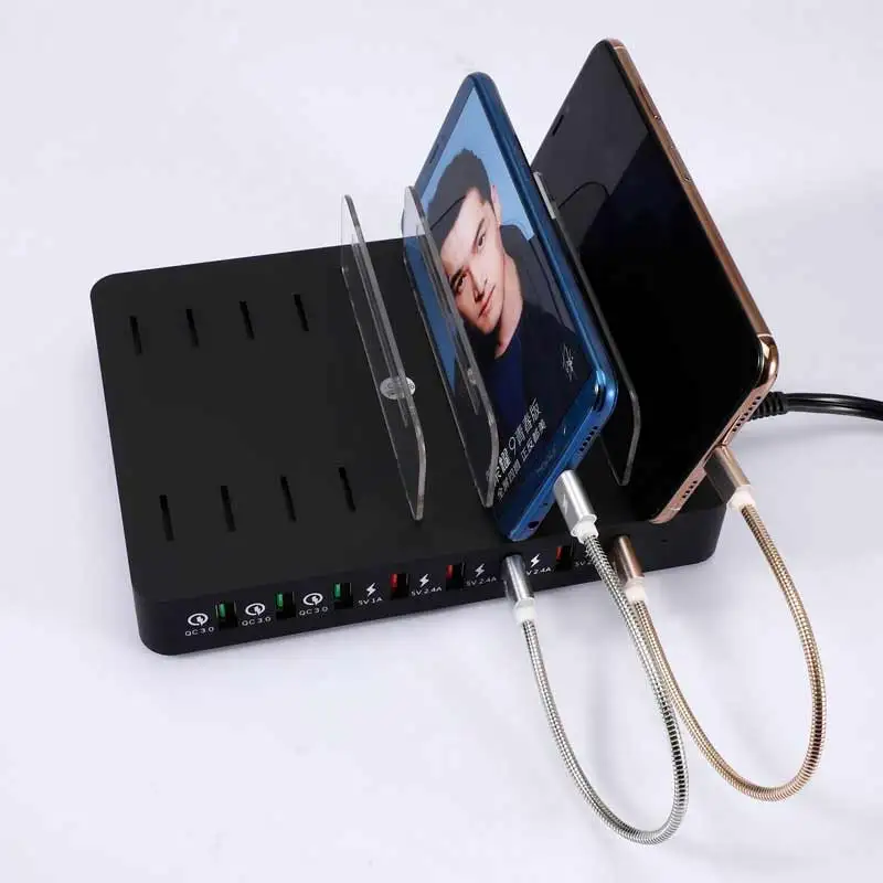 QC3.0 quick charger holder for samsung huawei xiaomi multi 8 usb port charger for tablet desk charger station eu us uk au plug