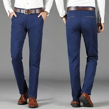 Брендовые брюки мужские повседневные эластичные длинные брюки мужские хлопковые сетчатые прямые рабочие брюки мужские осенние большие размеры 29-38 40 42 44 46