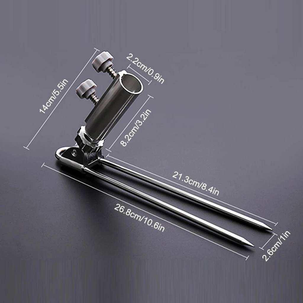 

Stainless Steel Fishing Rod Ground Holder Support Stand Foldable Rod Rack Ground Pin with Long Spike Diameter 0.87inch