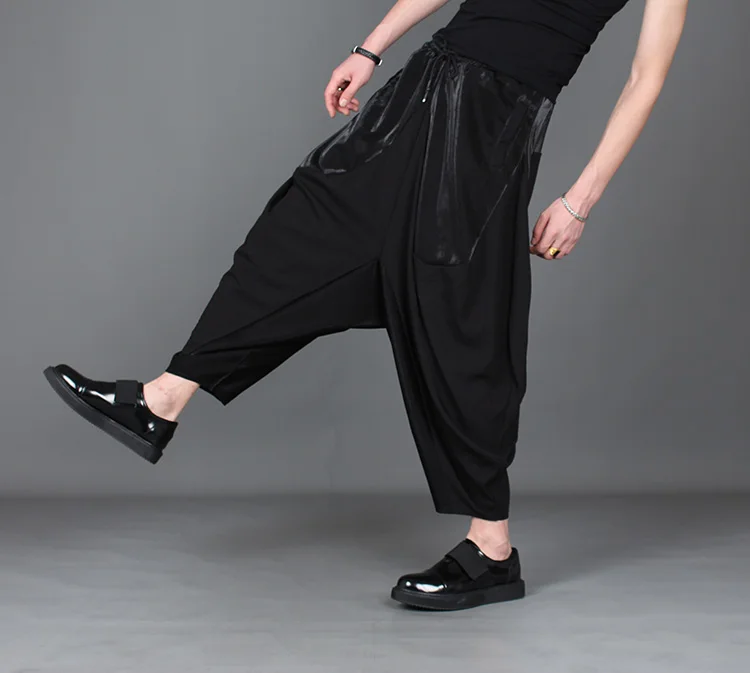 Style brand male dark wind harun trousers spring nine-point trousers loose feet low crotch trousers style hairdresser flying mou harem outfit