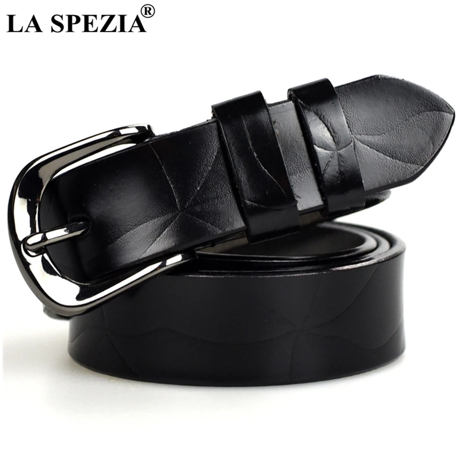 black belt LA SPEZIA зеленый кожаный ремень, женский модный ремень, женский ремень из натуральной коровьей кожи с пряжкой, роскошный модный брендовый ремень - Цвет: black belt
