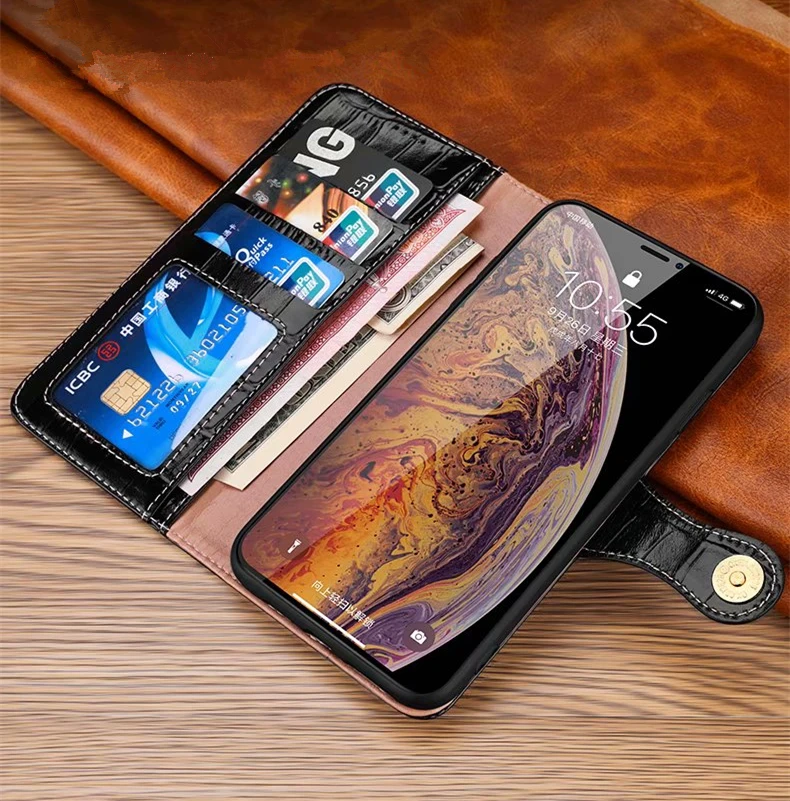 Чехол из натуральной крокодиловой кожи для iphone 11Pro Max для iphone XS X, чехол из натуральной кожи для Apple 7, 8 Plus, полная защита, откидная крышка