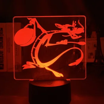 

3d Night Light Cartoon Mulan Mushu Dragon Figure Nightlight for Child Bedroom Decorative Led Color Changing Kids Table Lamp Gift
