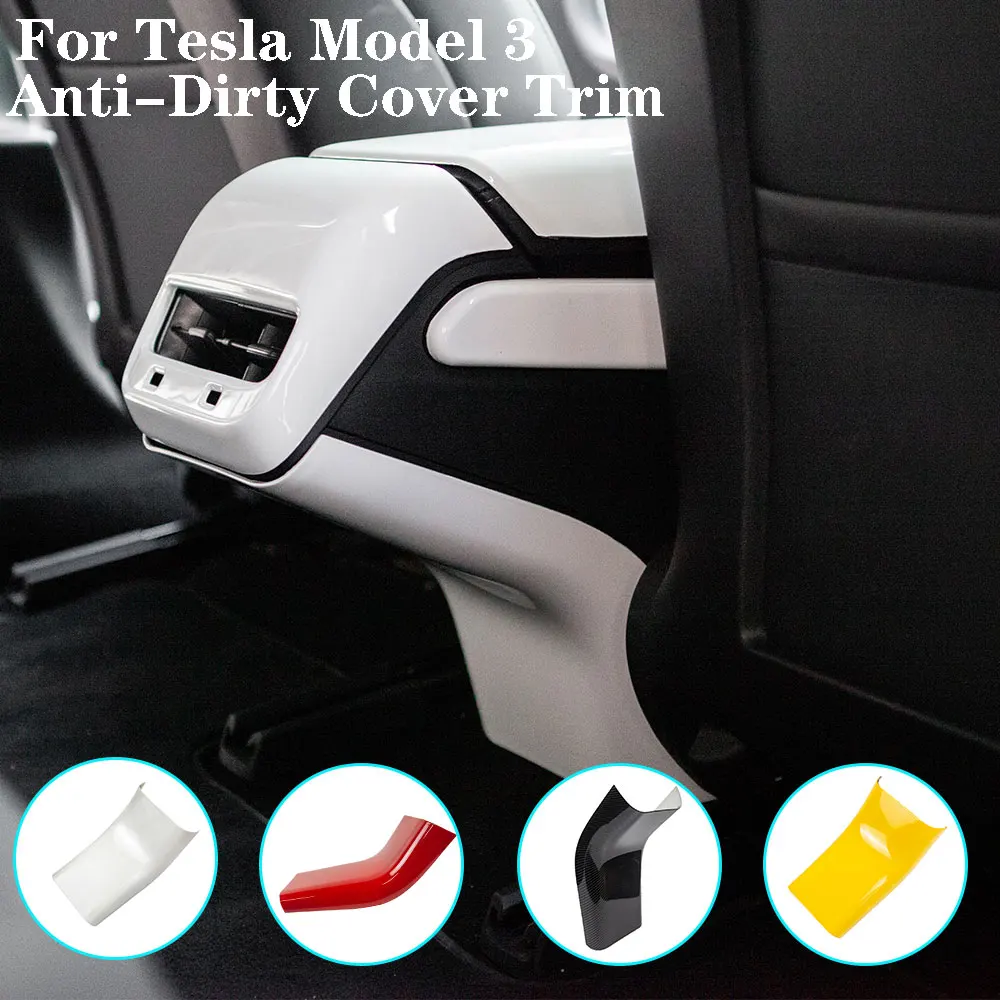 

Carbon Fiber Tesla Model 3 17-21 ABS Rear Air Vent Outlet Anti-Dirty Cover Trim Air Outlet Lower Decorative Cover