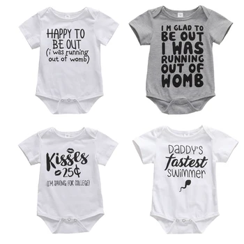 

2020 Baby Infant Newborn Baby Unisex Romper Casual Cotton Jumpsuits Short Sleeve Letter Print Jumpsuits Summer Clothing Sunsuit