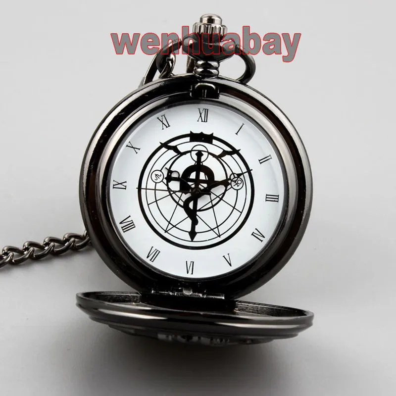 Бронзовый тон Стальной алхимик Механические карманные часы мужские Косплей Эдварда Элрика часы Fob ожерелье цепь кварцевые карманные часы