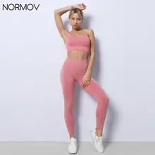 

Normov Fitness Sports Suits Seamless Sets Women Clothing High Waist Booty Leggings Sports Bra Running Athletic Wear Yoga Set