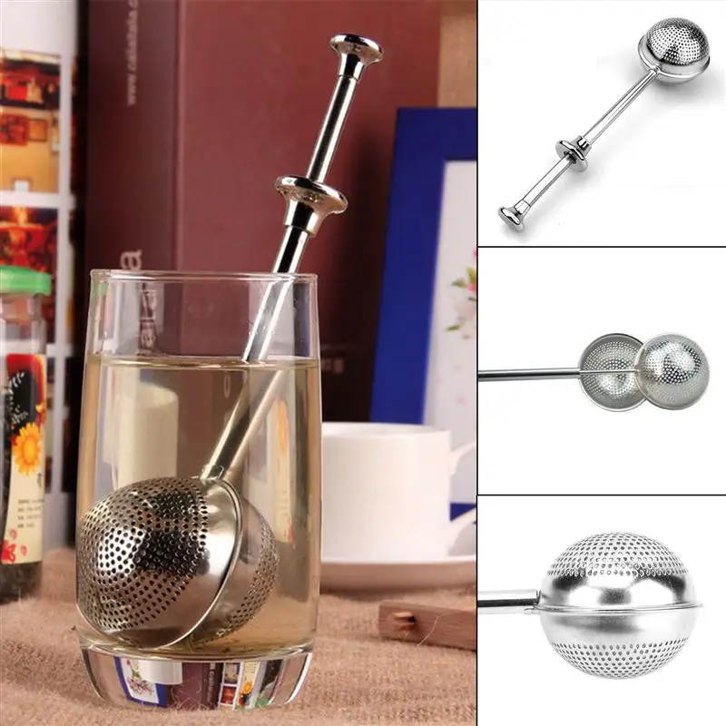 

Ball Shaped Stainless Steel Push Style Tea Infuser Strainer (Silver)