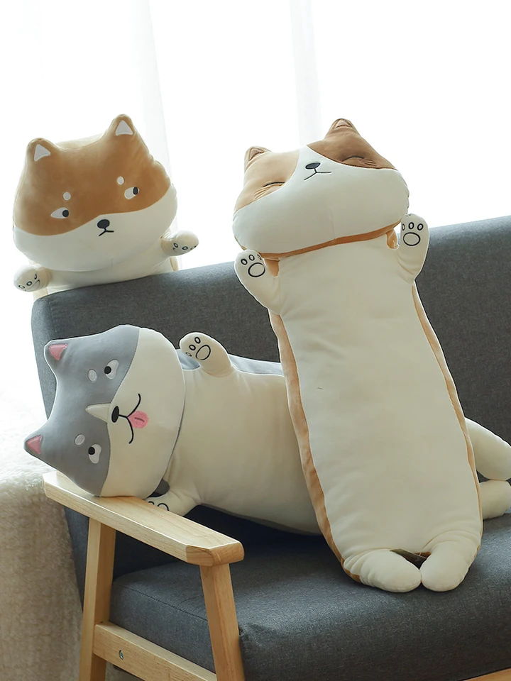 husky dog plush body pillow