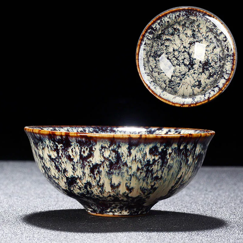 2 pcs Temmoku glaze tea cup,art teacup Build kiln ceramic cup Teacup,Chinese Jingdezhen Starry sky tea set Beautifully artwork