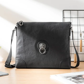 

New Leather Messenger Bag Men's Shoulder Bag Men Clutch Bag Black Leather Business Male Casual Soft Leather Small Crossbody Bag