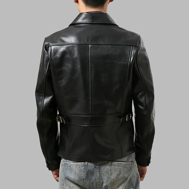 Low Price AZ18-1 Read Description! Asian size men's cow leather jacket mens genuine cowhide leather stylish jacket