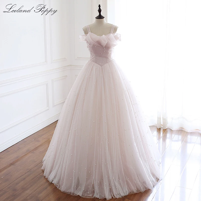 Vestido de Noiva женские трапециевидные тюлевые Свадебные платья без рукавов длиной до пола SweepTrain жемчуг свадебное платье с бисером
