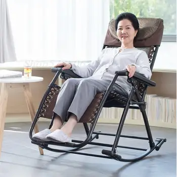 

Senior Rocking Chair High Back Arm chair with Headrest for Elderly Portable Chaise Lounge Versatile Garden Outdoor Furniture