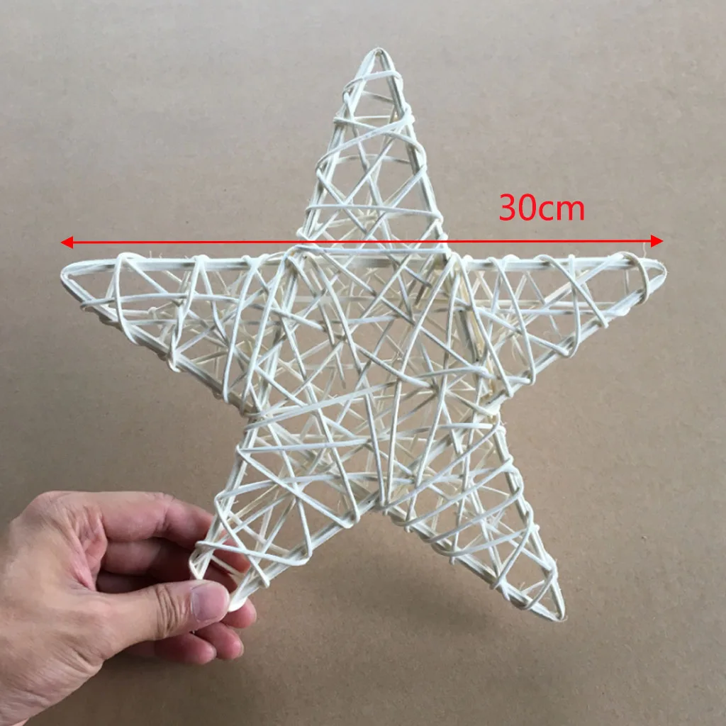 Венок из ротанга и лозы, Круглый венок в форме звезды, свадебный венок в виде цветка, гирлянда на Рождество, Год, свадьбу, домашний декор, дверной венок - Цвет: Star 30cm