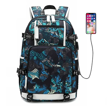 

QQD Printing Backpack Men Large Capacity Casual Computer Bag Outdoor Hiking Backpack Multifunction Causal Travel Rucksack Fasion