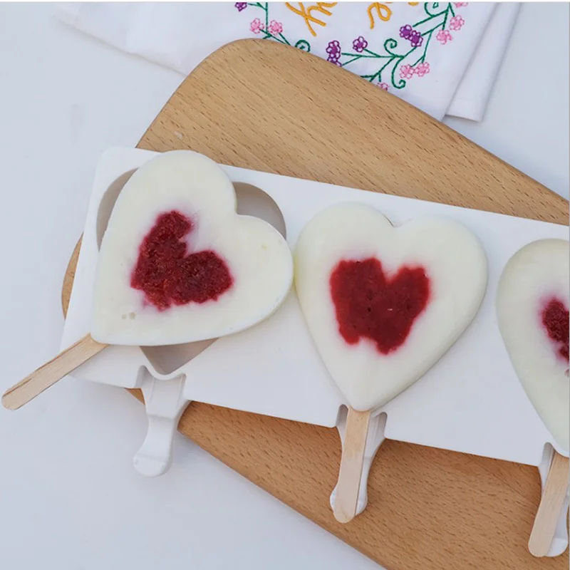 4 Cell Silicone Ice Cream Mold Juice Popsicle Maker Children Mould Lolly Tray Silicone Molds Cake decorating Baking