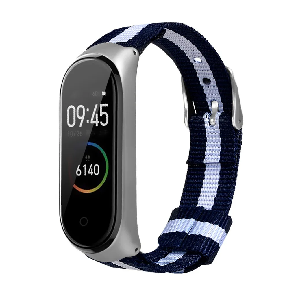 Для mi band 4 нейлон для Xiaomi mi ремешок 4 ремешок Ремешки для наручных часов тканый Ремешок Браслет Замена ремня металлический браслет#20/