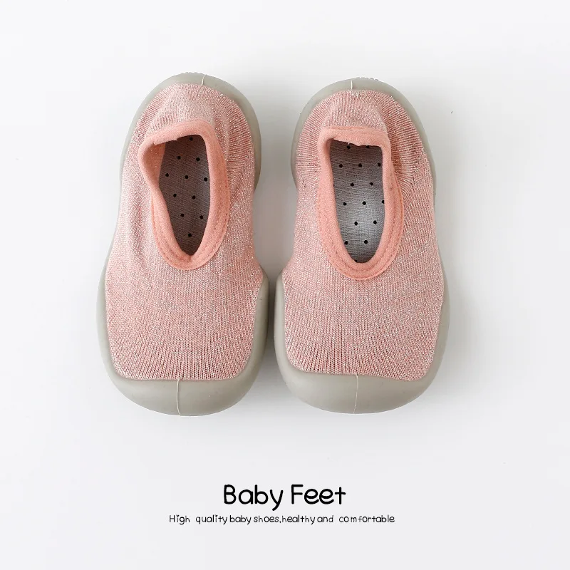 Unisex Toddler First Walker Baby Shoes First Shoes Baby Walkers Baby Girl Kids Soft Rubber Sole Baby Shoe Knit Booties Anti-slip