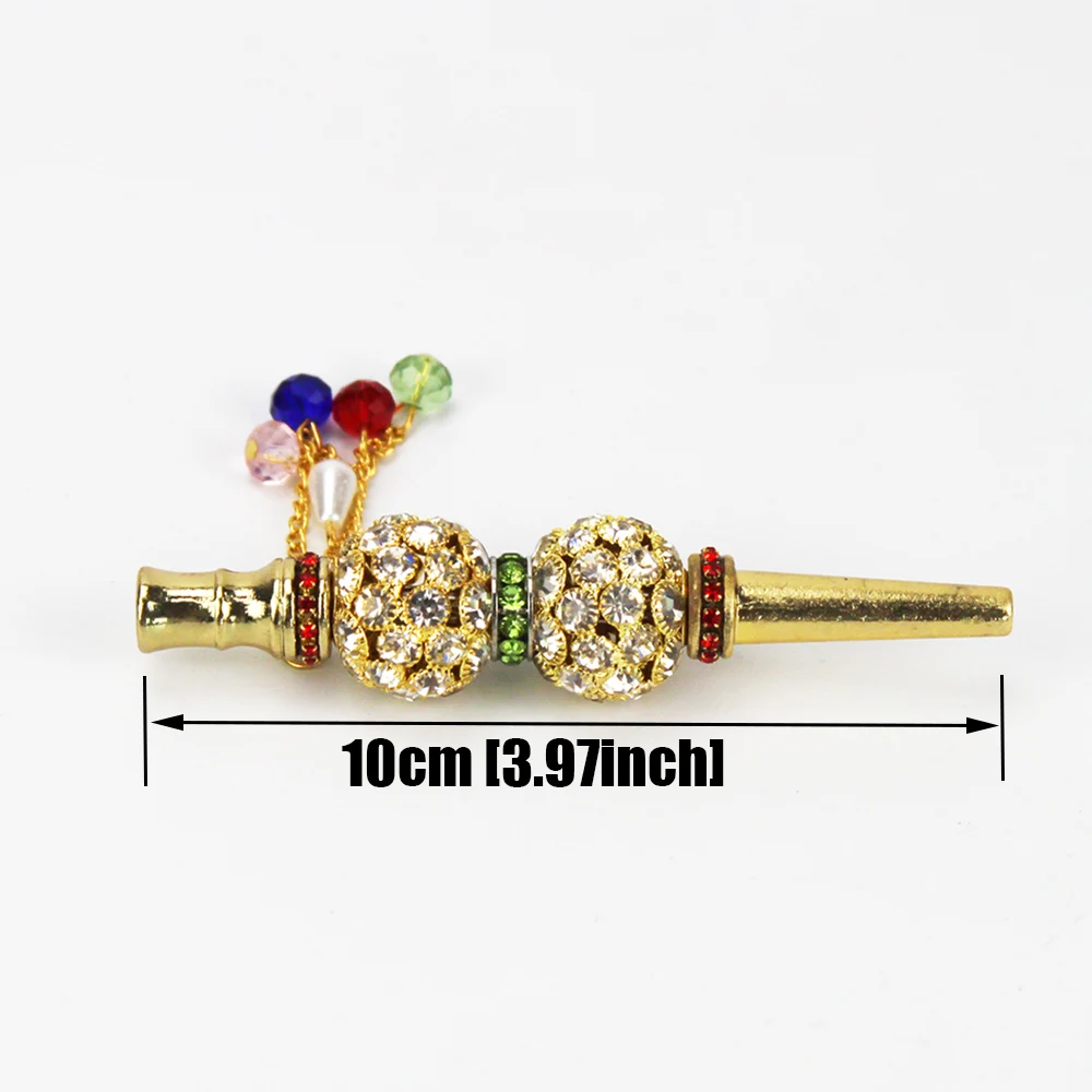 Hookah Mouthpieces Metal Hookah Mouthpiece with Crystal Reusable Mouth Tips Narguile Chicha Cachimbas Water Pipe Crystal Hookah Shisha Mouthpieces