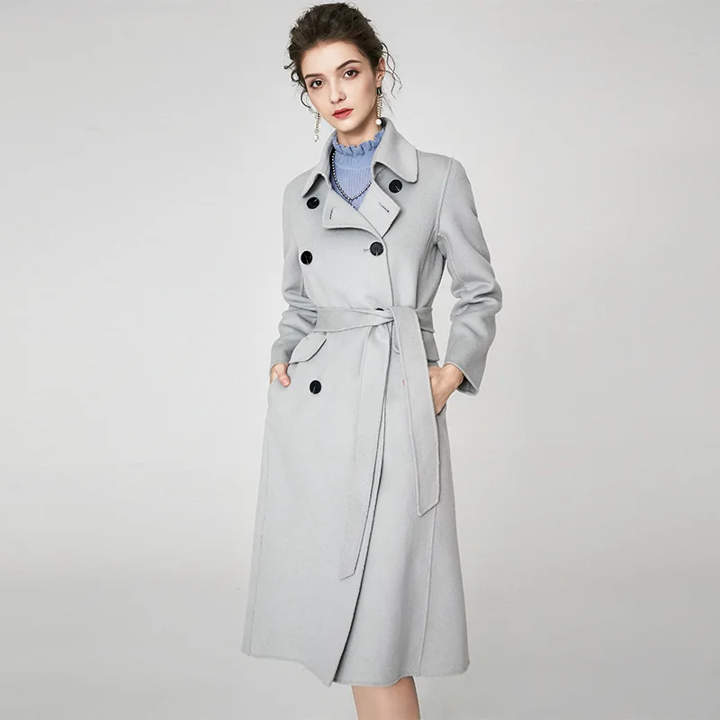 Korean Cashmere Coat Women Winter High-end Thickened Double-sided Long Wool Coat Fashion Double-Breasted Woolen Jacket