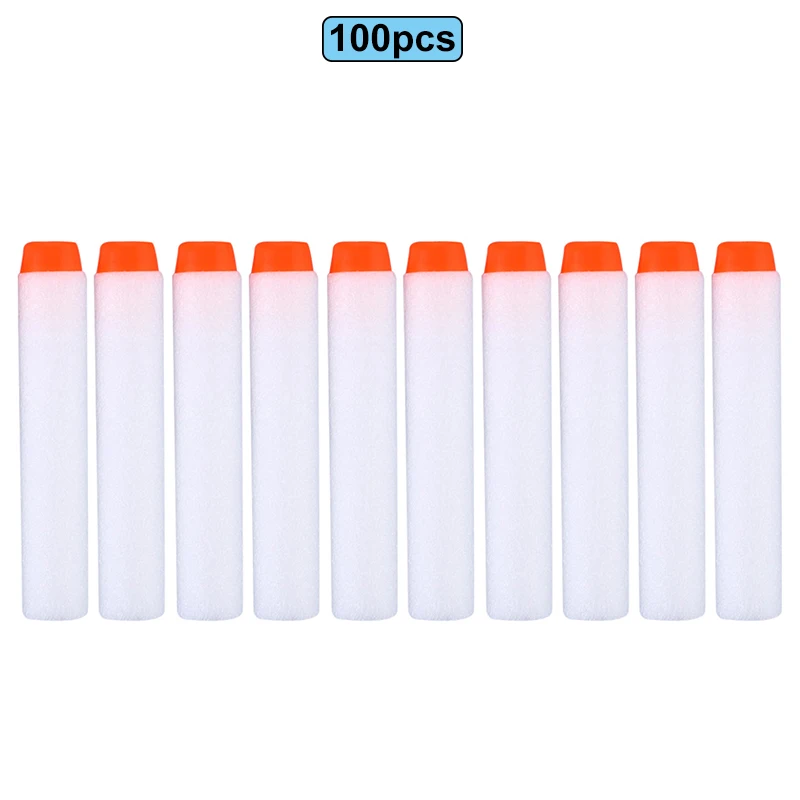 100pcs White 100 шт для пуль Nerf EVA Мягкая полая головка 7,2 см заправка пули дротики для Nerf аксессуары для игрушечного пистолета для Nerf бластеров - Цвет: 100pcs White