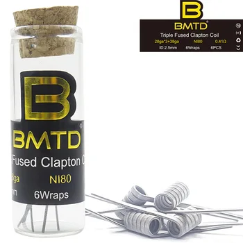 

10 Bottle MTL Clapton Fused Clapton Coil Ni80 Prebuilt Coils for DIY MTL Vaper RDA RTA Tank Atomizers High Resistance