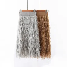 Женская офисная одежда с кисточками миди юбка faldas mujer эластичная резинка на талии эластичные женские повседневные осенние шикарные вязаные юбки