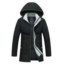 Зимняя мужская куртка, качественное теплое толстое пальто, зимняя черная парка, Мужская теплая верхняя одежда, модная белая мужская куртка на утином пуху