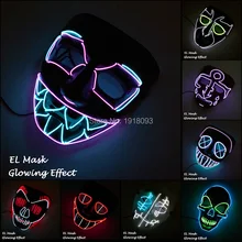 Тип свечение вечерние маска Светодиодные ленты маска фестиваль Новинка освещение украшения EL провода рейв маска+ 3V голос контроллер