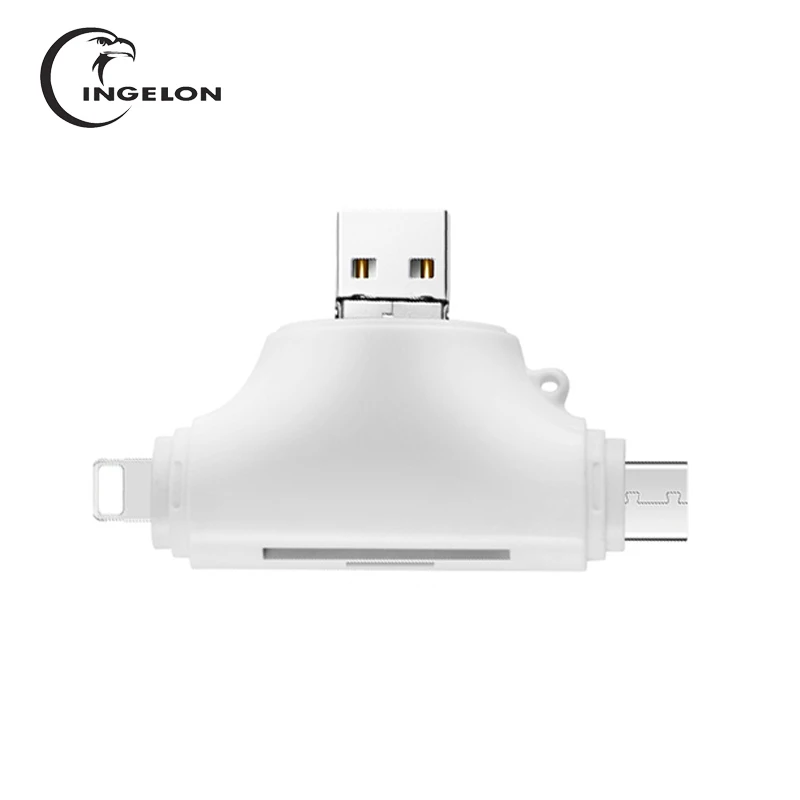 Адаптер micro sd Ingelon kelima серебристый для iphone otg устройство чтения смарт карт usb