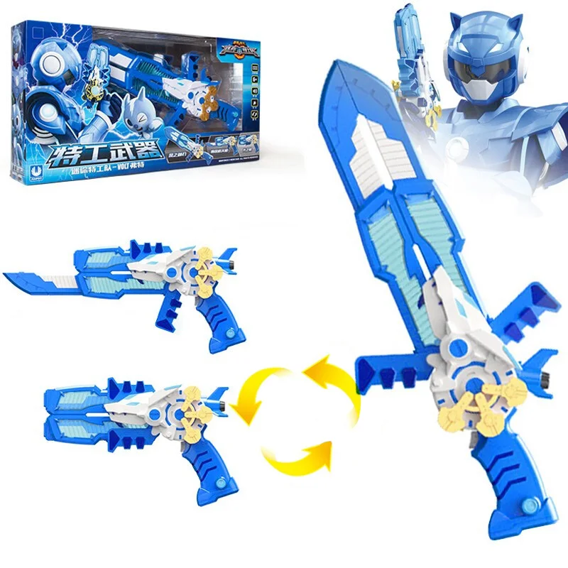 Photo Product Three Mode Mini Force Transformation Sword Toys with Sound and Light Action Figures MiniForce X Deformation Weapon Gun Toy