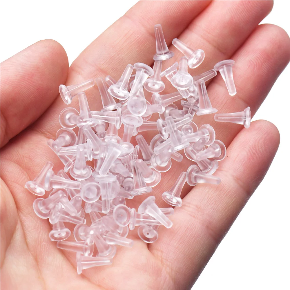 100 Pcs Clear Silicone Earring Backs Hypoallergenic Secure Push