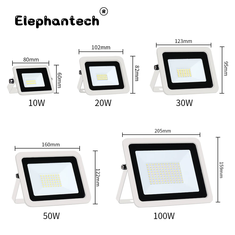 2pcs LED Floodlight 10W 20W 30W 50W 100W Flood Light IP68 Waterproof Outdoor Wall Reflector Lighting Garden Square Spotlight