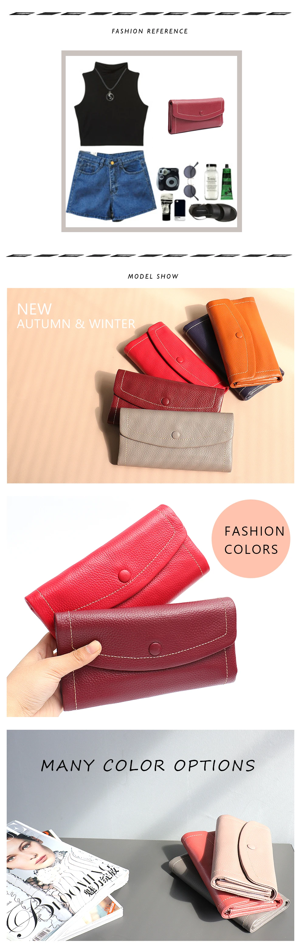 SC High Quality Leather Women Long Wallet Luxury Brand Ladies Purse Functional Coin Bag Leather Flap Clutch Fashion Card Holder