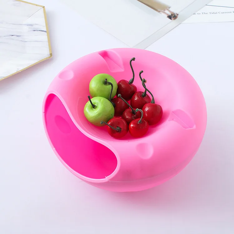 

mylb Fashion Plastic Fruit Dish Snacks Nut Melon Seeds Bowl Double Layer Candy Plate Multifunctional fruit plate 20*10cm