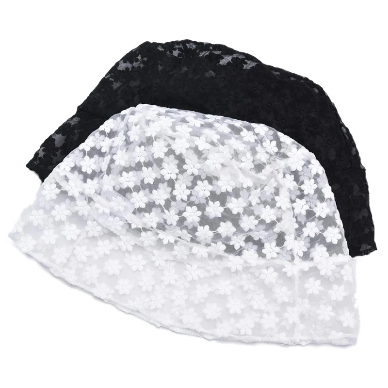 Fashion Women Lace Hat Packable Summer Hat Wide Brim Sun Hat White Black Lace Dress Church Party Wedding Hat