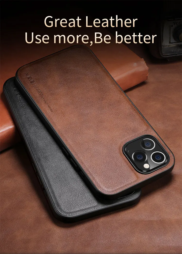 For iPhone 12 Case 100% X-Level Retro Leather Soft Silicone Edge Back Cover for iPhone 13 Pro Max чехол case for iphone 12 pro