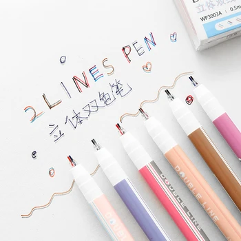 

6pcs Morandi Color Double Line Pen Set 0.5mm Tip 2 Lines Art Marker Drawing Design Highlighter Liner Office School Student F768
